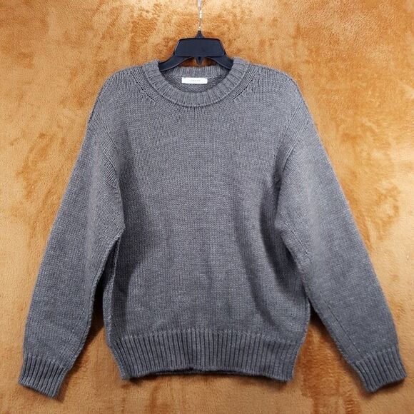 LEMAIRE Sweater Mens Small Gray Pullover Boxy Chunky Knit Wool Alpaca $895 - Picture 2 of 9